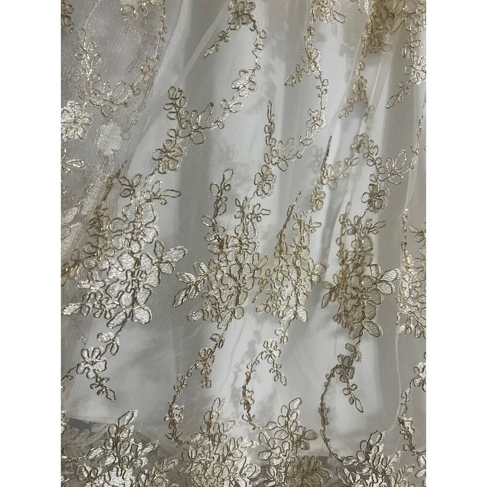 Belle Badgley Mishka Gold Embroidered Tulle Overlay Skirt 10 - Picture 3 of 7